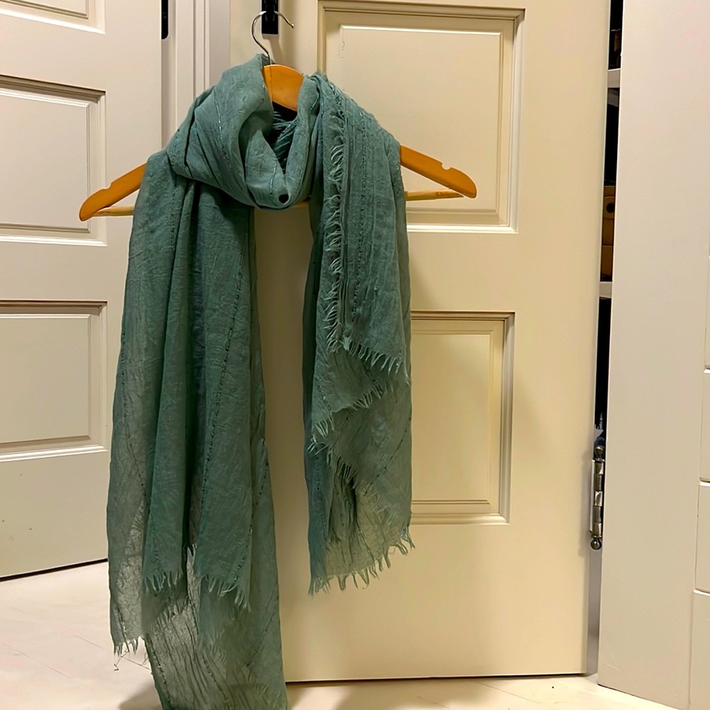 Teal green scarf with sequin detail